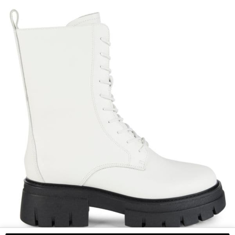NWT ASH Liana white leather combat boots lug sole size 6 - Picture 2 of 10